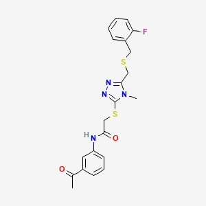 molecular formula C21H21FN4O2S2 B5058644 N-(3-acetylphenyl)-2-[(5-{[(2-fluorobenzyl)thio]methyl}-4-methyl-4H-1,2,4-triazol-3-yl)thio]acetamide 