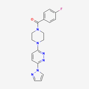 molecular formula C18H17FN6O B5058652 3-[4-(4-fluorobenzoyl)-1-piperazinyl]-6-(1H-pyrazol-1-yl)pyridazine 