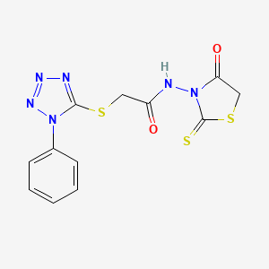 molecular formula C12H10N6O2S3 B5058676 N-(4-oxo-2-thioxo-1,3-thiazolidin-3-yl)-2-[(1-phenyl-1H-tetrazol-5-yl)thio]acetamide 