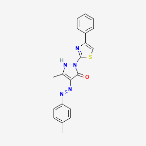 molecular formula C20H17N5OS B5058718 3-methyl-1-(4-phenyl-1,3-thiazol-2-yl)-1H-pyrazole-4,5-dione 4-[(4-methylphenyl)hydrazone] 