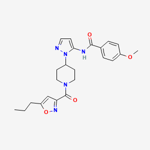 molecular formula C23H27N5O4 B5058719 4-methoxy-N-(1-{1-[(5-propyl-3-isoxazolyl)carbonyl]-4-piperidinyl}-1H-pyrazol-5-yl)benzamide 
