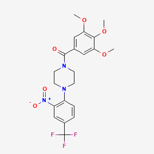 molecular formula C21H22F3N3O6 B5058726 1-[2-nitro-4-(trifluoromethyl)phenyl]-4-(3,4,5-trimethoxybenzoyl)piperazine 