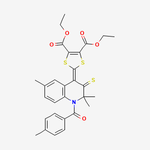 molecular formula C29H29NO5S3 B5058738 diethyl 2-[2,2,6-trimethyl-1-(4-methylbenzoyl)-3-thioxo-2,3-dihydro-4(1H)-quinolinylidene]-1,3-dithiole-4,5-dicarboxylate 