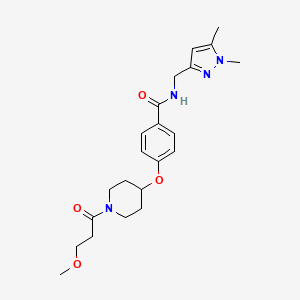molecular formula C22H30N4O4 B5058739 N-[(1,5-dimethyl-1H-pyrazol-3-yl)methyl]-4-{[1-(3-methoxypropanoyl)-4-piperidinyl]oxy}benzamide 