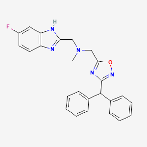 molecular formula C25H22FN5O B5058763 1-[3-(diphenylmethyl)-1,2,4-oxadiazol-5-yl]-N-[(6-fluoro-1H-benzimidazol-2-yl)methyl]-N-methylmethanamine 