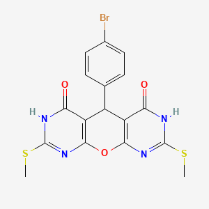 5-(4-bromophenyl)-2,8-bis(methylthio)-5,7-dihydro-4H-pyrimido[5',4':5,6]pyrano[2,3-d]pyrimidine-4,6(3H)-dione