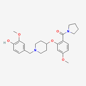 molecular formula C25H32N2O5 B5058795 2-methoxy-4-({4-[5-methoxy-2-(1-pyrrolidinylcarbonyl)phenoxy]-1-piperidinyl}methyl)phenol 