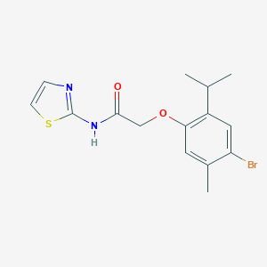 molecular formula C15H17BrN2O2S B505881 2-(4-bromo-2-isopropyl-5-methylphenoxy)-N-(1,3-thiazol-2-yl)acetamide 