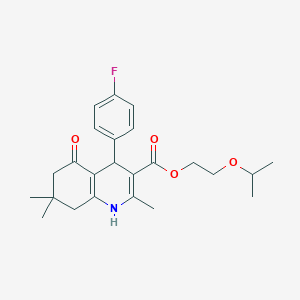 molecular formula C24H30FNO4 B5058871 2-isopropoxyethyl 4-(4-fluorophenyl)-2,7,7-trimethyl-5-oxo-1,4,5,6,7,8-hexahydro-3-quinolinecarboxylate 