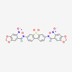 molecular formula C28H16N4O10S B5058878 N,N'-bis[(6-nitro-1,3-benzodioxol-5-yl)methylene]dibenzo[b,d]thiophene-3,7-diamine 5,5-dioxide 