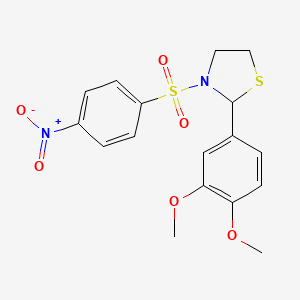 2-(3,4-dimethoxyphenyl)-3-[(4-nitrophenyl)sulfonyl]-1,3-thiazolidine