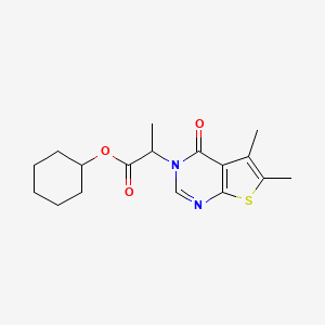 molecular formula C17H22N2O3S B5058911 cyclohexyl 2-(5,6-dimethyl-4-oxothieno[2,3-d]pyrimidin-3(4H)-yl)propanoate 