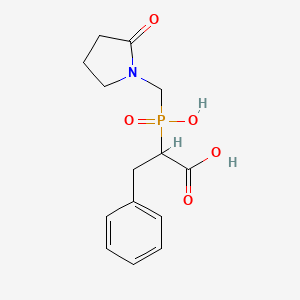 molecular formula C14H18NO5P B5058918 2-{hydroxy[(2-oxo-1-pyrrolidinyl)methyl]phosphoryl}-3-phenylpropanoic acid 