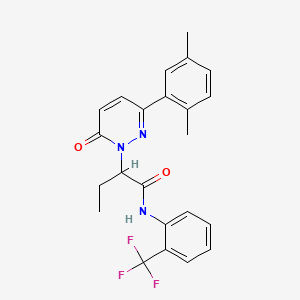 molecular formula C23H22F3N3O2 B5058990 2-[3-(2,5-dimethylphenyl)-6-oxo-1(6H)-pyridazinyl]-N-[2-(trifluoromethyl)phenyl]butanamide 