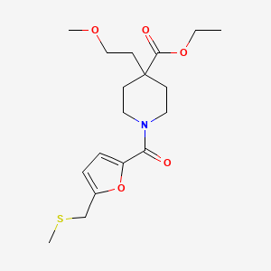 molecular formula C18H27NO5S B5059138 ethyl 4-(2-methoxyethyl)-1-{5-[(methylthio)methyl]-2-furoyl}-4-piperidinecarboxylate 