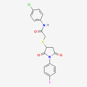 molecular formula C18H14ClIN2O3S B5059181 N-(4-chlorophenyl)-2-{[1-(4-iodophenyl)-2,5-dioxo-3-pyrrolidinyl]thio}acetamide 