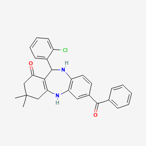 molecular formula C28H25ClN2O2 B5059182 7-benzoyl-11-(2-chlorophenyl)-3,3-dimethyl-2,3,4,5,10,11-hexahydro-1H-dibenzo[b,e][1,4]diazepin-1-one CAS No. 5871-39-6