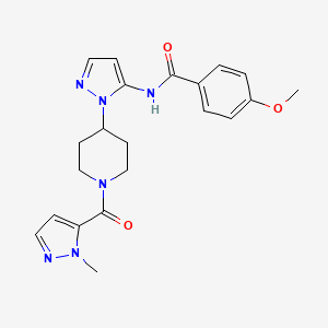 molecular formula C21H24N6O3 B5059271 4-methoxy-N-(1-{1-[(1-methyl-1H-pyrazol-5-yl)carbonyl]-4-piperidinyl}-1H-pyrazol-5-yl)benzamide 