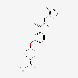 molecular formula C23H28N2O3S B5059414 3-{[1-(cyclopropylcarbonyl)-4-piperidinyl]oxy}-N-methyl-N-[(3-methyl-2-thienyl)methyl]benzamide 