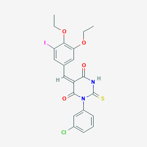 molecular formula C21H18ClIN2O4S B5059429 1-(3-chlorophenyl)-5-(3,4-diethoxy-5-iodobenzylidene)-2-thioxodihydro-4,6(1H,5H)-pyrimidinedione 