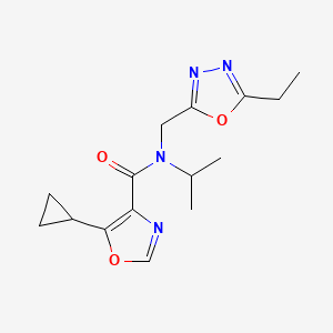 molecular formula C15H20N4O3 B5059430 5-cyclopropyl-N-[(5-ethyl-1,3,4-oxadiazol-2-yl)methyl]-N-isopropyl-1,3-oxazole-4-carboxamide 