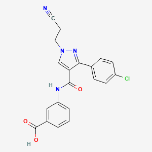 molecular formula C20H15ClN4O3 B5059448 3-({[3-(4-chlorophenyl)-1-(2-cyanoethyl)-1H-pyrazol-4-yl]carbonyl}amino)benzoic acid 
