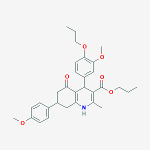 propyl 7-(4-methoxyphenyl)-4-(3-methoxy-4-propoxyphenyl)-2-methyl-5-oxo-1,4,5,6,7,8-hexahydro-3-quinolinecarboxylate