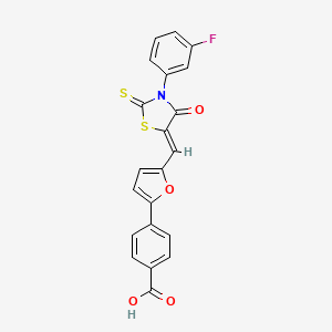 molecular formula C21H12FNO4S2 B5059490 4-(5-{[3-(3-fluorophenyl)-4-oxo-2-thioxo-1,3-thiazolidin-5-ylidene]methyl}-2-furyl)benzoic acid 