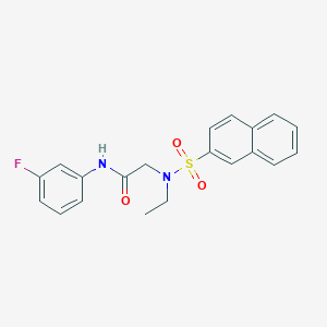 molecular formula C20H19FN2O3S B5059499 N~2~-ethyl-N~1~-(3-fluorophenyl)-N~2~-(2-naphthylsulfonyl)glycinamide 