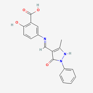 molecular formula C18H15N3O4 B5059564 2-hydroxy-5-{[(3-methyl-5-oxo-1-phenyl-1,5-dihydro-4H-pyrazol-4-ylidene)methyl]amino}benzoic acid 