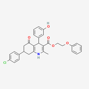 molecular formula C31H28ClNO5 B5059565 2-phenoxyethyl 7-(4-chlorophenyl)-4-(3-hydroxyphenyl)-2-methyl-5-oxo-1,4,5,6,7,8-hexahydro-3-quinolinecarboxylate 