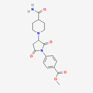molecular formula C18H21N3O5 B5059636 methyl 4-{3-[4-(aminocarbonyl)-1-piperidinyl]-2,5-dioxo-1-pyrrolidinyl}benzoate 