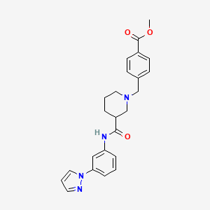 molecular formula C24H26N4O3 B5059778 methyl 4-{[3-({[3-(1H-pyrazol-1-yl)phenyl]amino}carbonyl)-1-piperidinyl]methyl}benzoate 