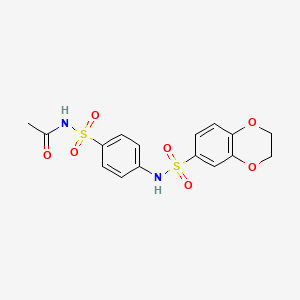 molecular formula C16H16N2O7S2 B5059791 N-({4-[(2,3-dihydro-1,4-benzodioxin-6-ylsulfonyl)amino]phenyl}sulfonyl)acetamide 