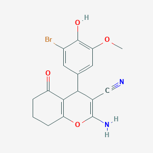 molecular formula C17H15BrN2O4 B5059794 2-amino-4-(3-bromo-4-hydroxy-5-methoxyphenyl)-5-oxo-5,6,7,8-tetrahydro-4H-chromene-3-carbonitrile 