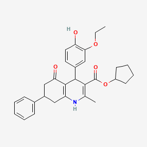 molecular formula C30H33NO5 B5059867 cyclopentyl 4-(3-ethoxy-4-hydroxyphenyl)-2-methyl-5-oxo-7-phenyl-1,4,5,6,7,8-hexahydro-3-quinolinecarboxylate 