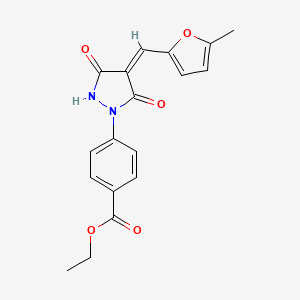 molecular formula C18H16N2O5 B5059887 ethyl 4-{4-[(5-methyl-2-furyl)methylene]-3,5-dioxo-1-pyrazolidinyl}benzoate 