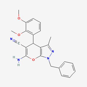 molecular formula C23H22N4O3 B5059899 6-amino-1-benzyl-4-(2,3-dimethoxyphenyl)-3-methyl-1,4-dihydropyrano[2,3-c]pyrazole-5-carbonitrile 