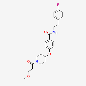 molecular formula C24H29FN2O4 B5059933 N-[2-(4-fluorophenyl)ethyl]-4-{[1-(3-methoxypropanoyl)-4-piperidinyl]oxy}benzamide 