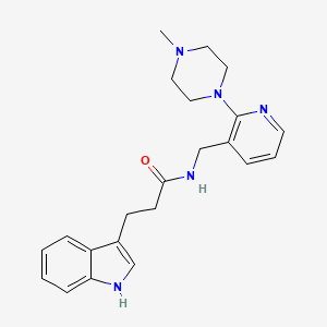 molecular formula C22H27N5O B5059940 3-(1H-indol-3-yl)-N-{[2-(4-methyl-1-piperazinyl)-3-pyridinyl]methyl}propanamide 
