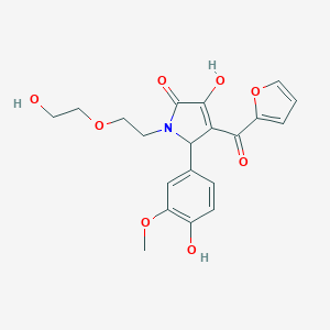 molecular formula C20H21NO8 B505996 3-(furan-2-carbonyl)-4-hydroxy-1-[2-(2-hydroxyethoxy)ethyl]-2-(4-hydroxy-3-methoxyphenyl)-2H-pyrrol-5-one CAS No. 577963-65-6