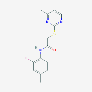 molecular formula C14H14FN3OS B5059975 N-(2-fluoro-4-methylphenyl)-2-[(4-methyl-2-pyrimidinyl)thio]acetamide 