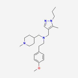 molecular formula C24H38N4O B5060023 2-(4-methoxyphenyl)-N-[(1-methyl-4-piperidinyl)methyl]-N-[(5-methyl-1-propyl-1H-pyrazol-4-yl)methyl]ethanamine 