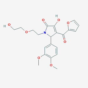molecular formula C21H23NO8 B506005 2-(3,4-dimethoxyphenyl)-3-(furan-2-carbonyl)-4-hydroxy-1-[2-(2-hydroxyethoxy)ethyl]-2H-pyrrol-5-one CAS No. 586992-39-4