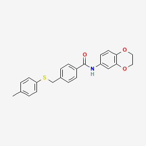 N-(2,3-dihydro-1,4-benzodioxin-6-yl)-4-{[(4-methylphenyl)thio]methyl}benzamide