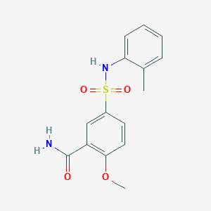 molecular formula C15H16N2O4S B5060221 2-methoxy-5-{[(2-methylphenyl)amino]sulfonyl}benzamide 