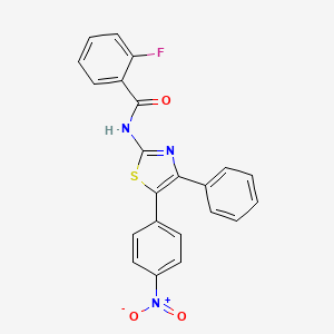 molecular formula C22H14FN3O3S B5060251 2-fluoro-N-[5-(4-nitrophenyl)-4-phenyl-1,3-thiazol-2-yl]benzamide 