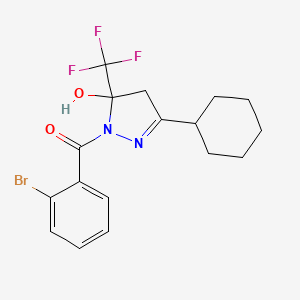 molecular formula C17H18BrF3N2O2 B5060277 1-(2-bromobenzoyl)-3-cyclohexyl-5-(trifluoromethyl)-4,5-dihydro-1H-pyrazol-5-ol 