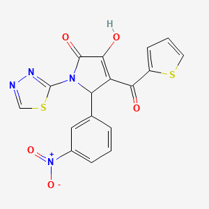 molecular formula C17H10N4O5S2 B5060305 3-hydroxy-5-(3-nitrophenyl)-1-(1,3,4-thiadiazol-2-yl)-4-(2-thienylcarbonyl)-1,5-dihydro-2H-pyrrol-2-one 