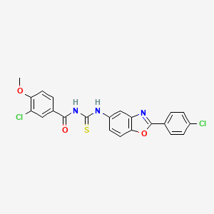 molecular formula C22H15Cl2N3O3S B5060357 3-chloro-N-({[2-(4-chlorophenyl)-1,3-benzoxazol-5-yl]amino}carbonothioyl)-4-methoxybenzamide 